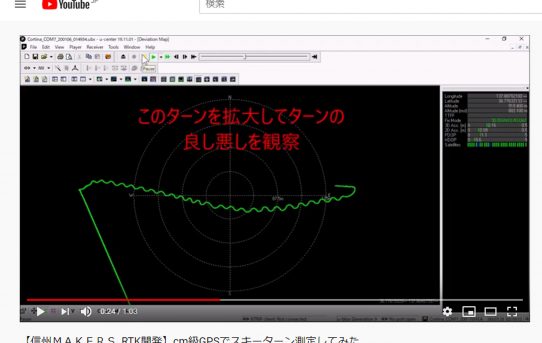 【L-RTK】スキーターン初めて測定できたYOUTUBE＜ターン弧が見えて感激！！＞