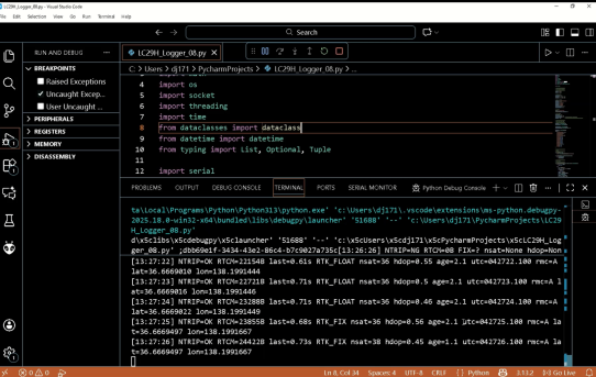 【LC29H】Python Loggerで測定でFixと精度見た　＜その１＞